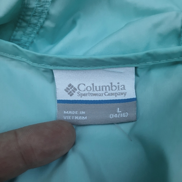 Columbia Girl's Nylon Windbreaker Rain Jacket Full Zip Lightweight Travel - Picture 14 of 14